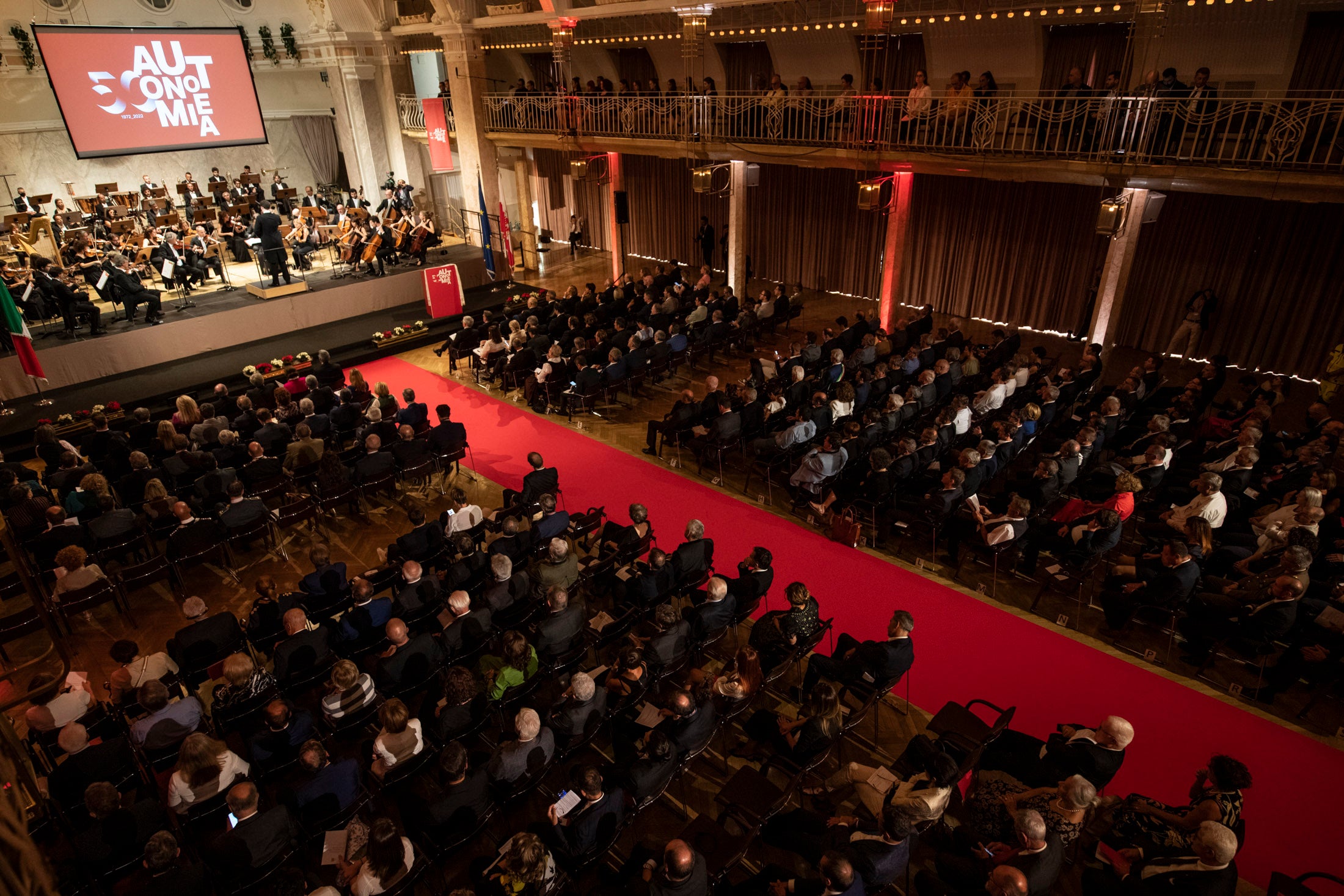 Si è svolta oggi al Kurhaus di Merano la cerimonia per i 50 anni del Secondo Statuto di Autonomia  (Foto: ASP/Ivo Corrà)