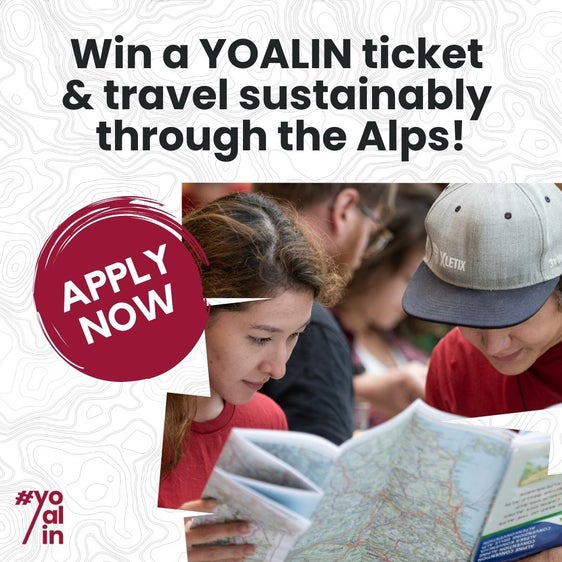 Junge Erwachsene zwischen 18 und 27 Jahren können sich bis zum 20. Mai um eines der 150 Youth-Alpine-Interrail-Tickets bewerben, mit dem sie kostenlos und nachhaltig den Alpenraum erkunden können. (Grafik: Land Tirol)