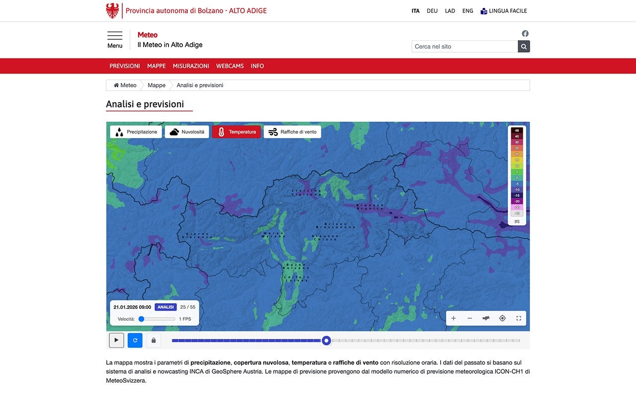 Il nuovo portale meteo: le mappe.