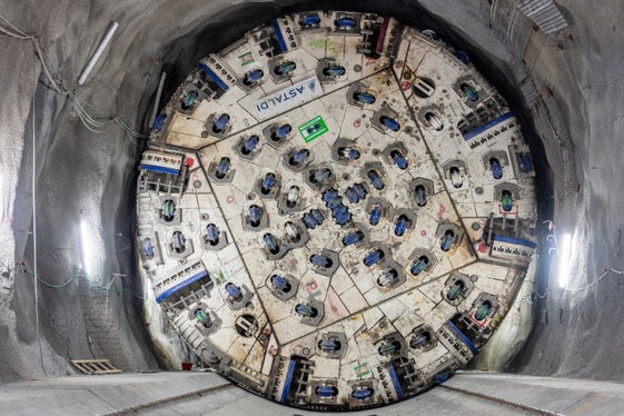 Una delle frese TBM utilizzate per i lavori di scavo del Tunnel di base del Brennero. (Foto: BBT SE)