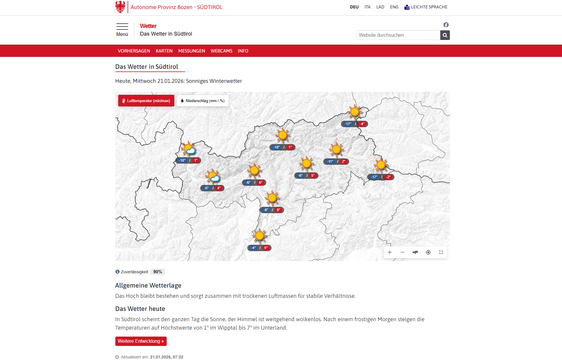 Das neue Wetterportal: die neue Startseite (Screenshot)
