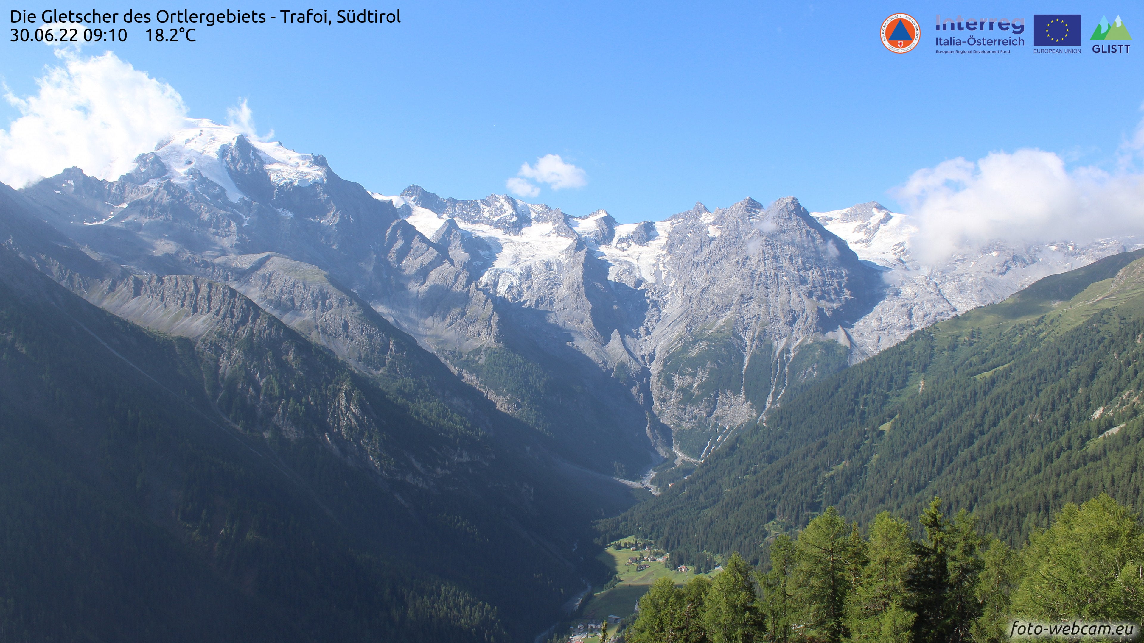 I ghiacciai sono indicatori dei cambiamenti climatici: uno sguardo a quelli del Gruppo dell'Ortles, oggi pomeriggio (Foto: webcam sistema interregionale di monitoraggio dei ghiacciai per la regione Alto Adige-Tirolo GLISTT)
