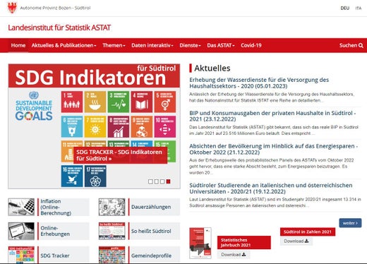 Vor allem für die Berechnung von Wohlstands- und&nbsp;Nachhaltigkeitsindikatoren&nbsp;(SDG&nbsp;– Sustainable Development Goals) will das ASTAT neue Instrumente einsetzen. (Foto: LPA/Internetseite des Landes Südtirol) 