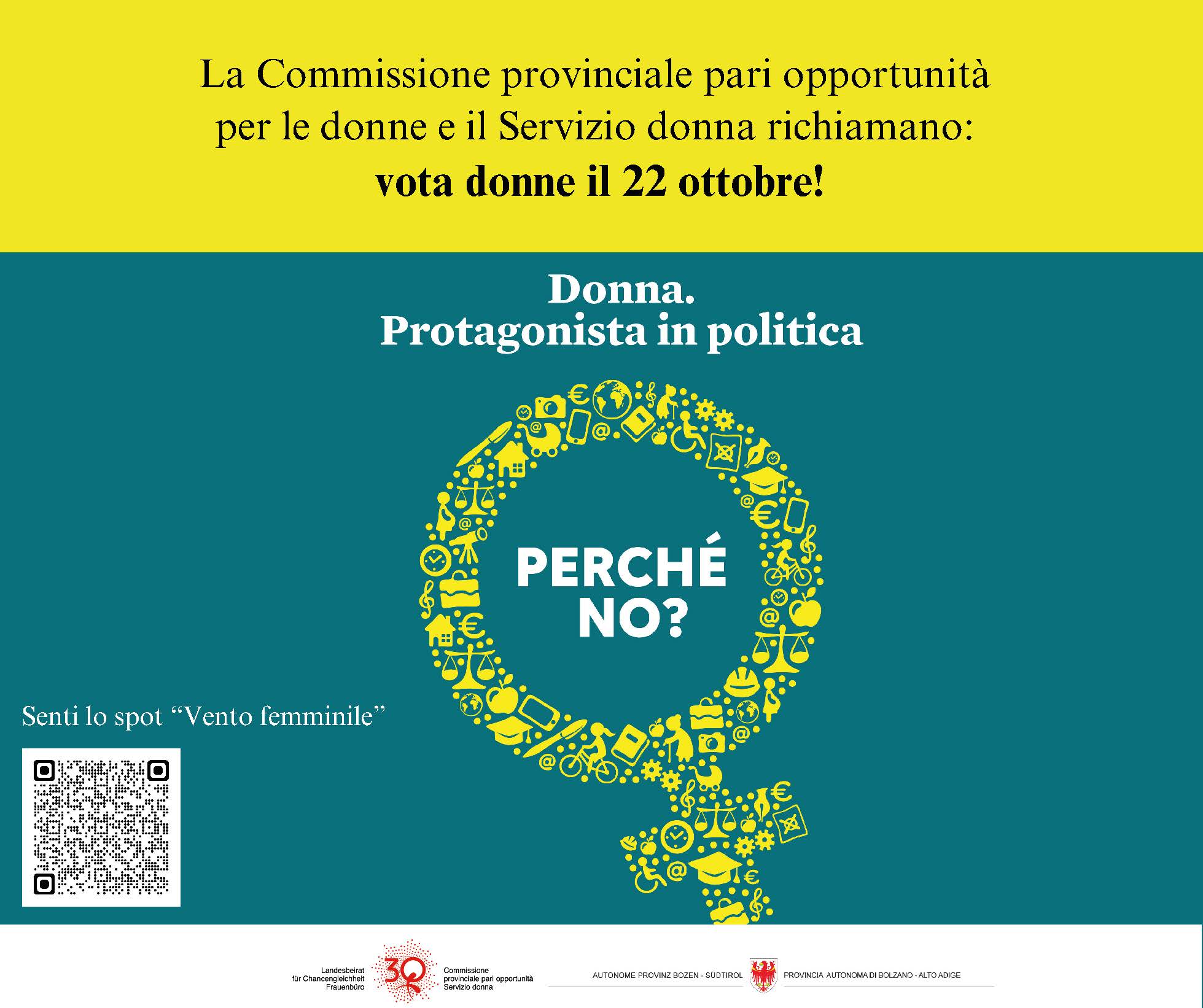 La Commissione provinciale per le pari opportunità per le donne e il Servizio donna della Provincia sensibilizzano sulla necessità di sostenere attivamente le donne alle elezioni (Foto: Servizio donna)
