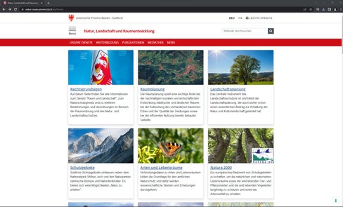 Übersichtlich und informativ präsentiert sich die neue Landeswebseite zum Themenbereich Natur, Landschaft und Raumentwicklung. (Foto/Screenshot: LPA)