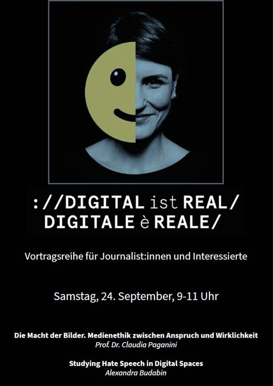 Campagna “Digital is real”. Il 24 settembre si parlerà di potere delle immagini e hate speech in rete. Relatrici: Claudia Paganini, docente di etica dei media e Alexandra Budabin di Unibz (Foto: ASP)