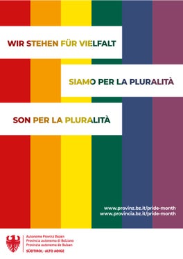 Das Plakat, das anlässlich des Pride Month 2026 verteilt und im Eingangsbereich der Landhäuser angebracht wird. (Quelle: Amt für Landessprachen und Bürgerrechte)