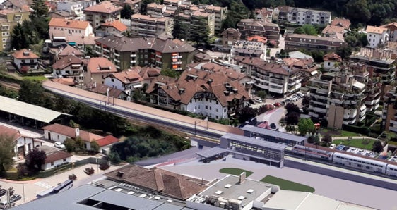 Die neue Zughaltestelle soll auch ein Mobilitätsknotenpunkt für andere Verkehrsmittel wie Rad und Bus werden. (Rendering: STA)