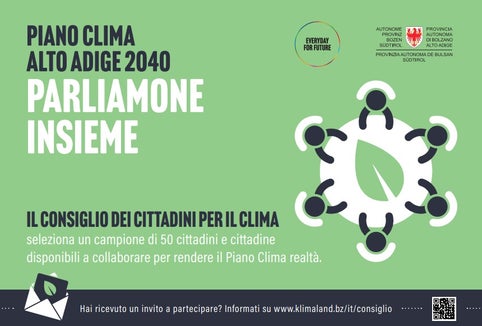 L'Istituto provinciale di statistica (Astat) selezionerà 50 cittadini, più un gruppo di giovani tra i 16 e i 18 anni, per formare il Consiglio dei cittadini per il clima (Foto: ASP)