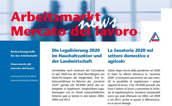 La prima pagina del numero di dicembre di Mercato del lavoro-news (Foto: ASP/Ripartizione Servizio mercato del lavoro)