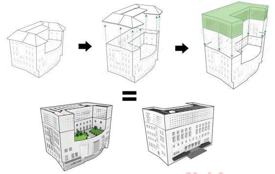 Unter den verschiedenen Projektvarianten fiel die Wahl auf einen Erweiterungsbau, bei dem das Dachgeschoss entfernt wird und zwei neue Stockwerke in der gleichen Größe wie die darunter liegenden Stockwerke entstehen.  (Foto: LPA/Abteilung Vermögensverwaltung)
