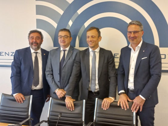 Da sinistra l'assessore della Regione autonoma della Sardegna Carlo Doria, il presidente della Provincia autonoma di Trento Maurizio Fugatti, il presidente della Regione autonoma Friuli-Venezia Giulia Massimiliano Fedriga e il presidente della Provincia autonoma di Bolzano Arno Kompatscher oggi a Roma (Foto: ASP/mdg) 