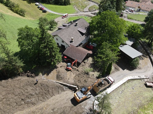 Una suggestiva immagine dall'alto in una delle zone colpite a Campo di Trens. In Alto Adige e nelle zone colpite dal maltempo la situazione è tornata alla normalità. (Foto: Ufficio Sistemazione bacini montani nord)