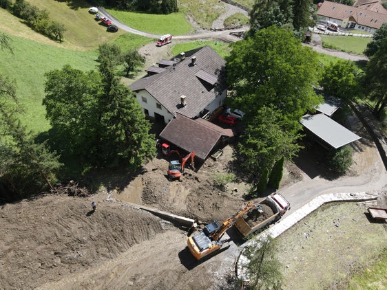 Una suggestiva immagine dall'alto in una delle zone colpite a Campo di Trens. In Alto Adige e nelle zone colpite dal maltempo la situazione è tornata alla normalità. (Foto: Ufficio Sistemazione bacini montani nord)