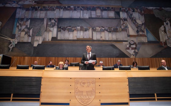 Il presidente Kompatscher nel corso del suo intervento odierno (Foto: ASP: F. Brucculeri)