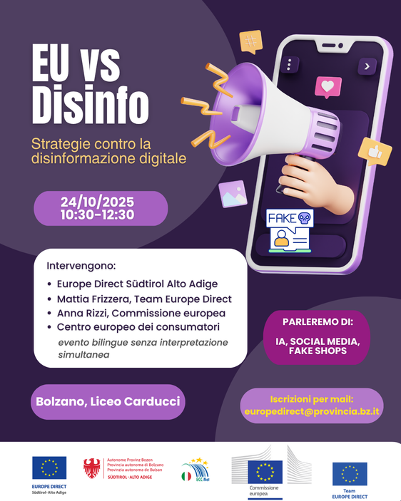 Il volantino dell'iniziativa di Europe Direct. (Fonte: USP/Europe Direct)