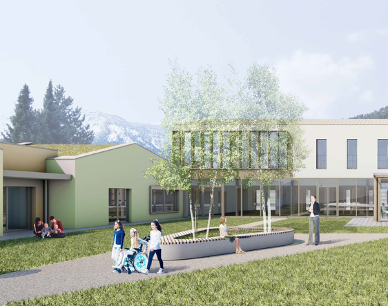 Auf Vorschlag von Landesrat Hubert Messner hat die Landesregierung das Fünfjahresprogramm für die Bauten des Gesundheitsdienstes beschlossen. Vorgesehen sind auch Gelder für die neue Palliative-Care-Einrichtung für Kinder und Jugendliche, mit der ein Ort geschaffen werden soll, an dem Familien medizinisch und psychologisch unterstützt werden, wenn ein Kind von einer unheilbaren oder schwerwiegenden Krankheit betroffen ist. (Rendering: Amt für Sanitätsbauten)