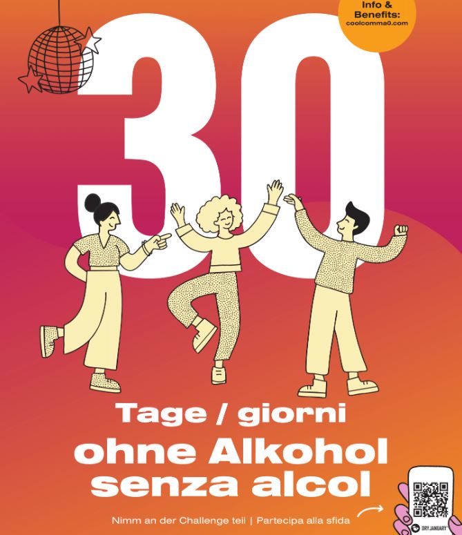 0,0 Promille, das ist cool: Die Aktion C0,0L Challenge Dry January wird am 8. Jänner in Bozen vorgestellt. (Foto: LPA)