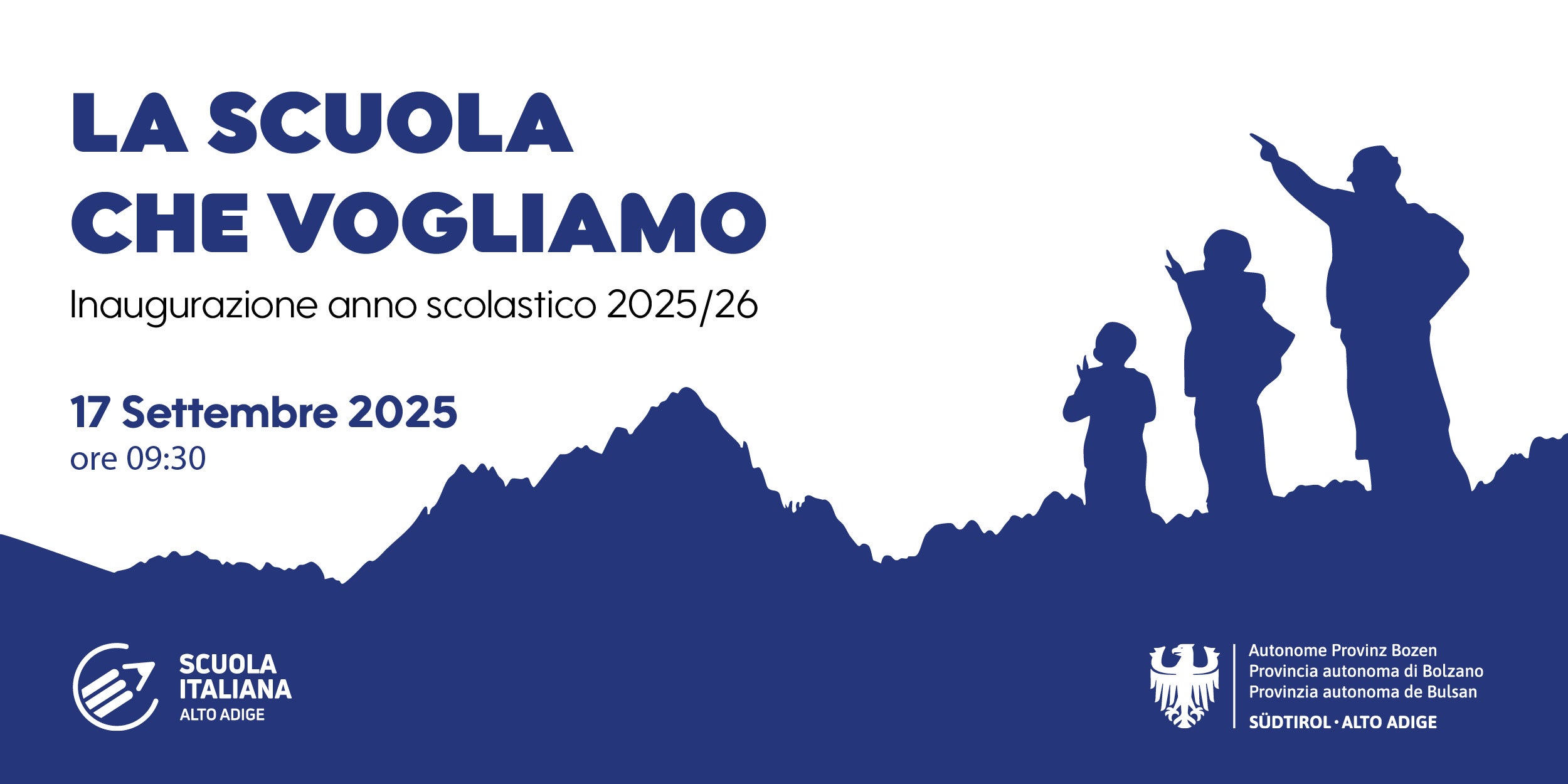 All'inaugurazione del nuovo anno scolastico per le scuole di lingua italiana interverranno il vicepresidente Marco Galateo e il sovrintendente Vincenzo Gullotta, nonché studenti e studentesse della scuola italiana in Alto Adige. (Grafica: USP)