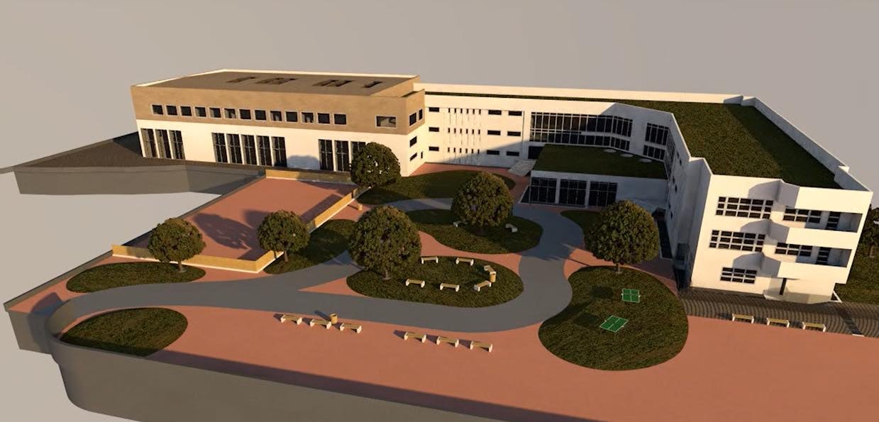 Das Rendering zeigt das renovierte Gebäudes, das die Schule Ada Negri in Bozen beherbergen wird. Am Mittwoch, 4. Dezember, ist eine Besichtigung für Medienvertreter geplant, bei der Landesrat Marco Galateo, der Schulinspektor Vincenzo  Gullotta sowie Vertreter der Stadt Bozen anwesend sein werden. (Foto: LPA)