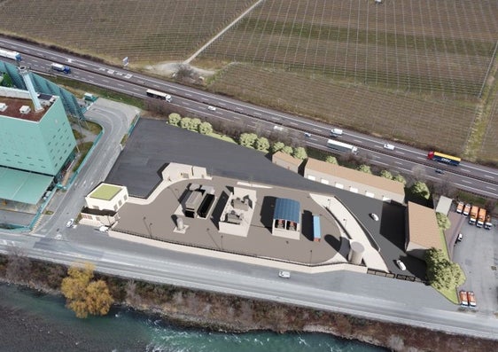 Il progetto "Hydrogen Adige Valley" finanzia con 20 milioni di euro dei fondi del PNRR la produzione di idrogeno da fonti rinnovabili in un'area industriale dismessa a sud di Bolzano. (Rendering: SASA)