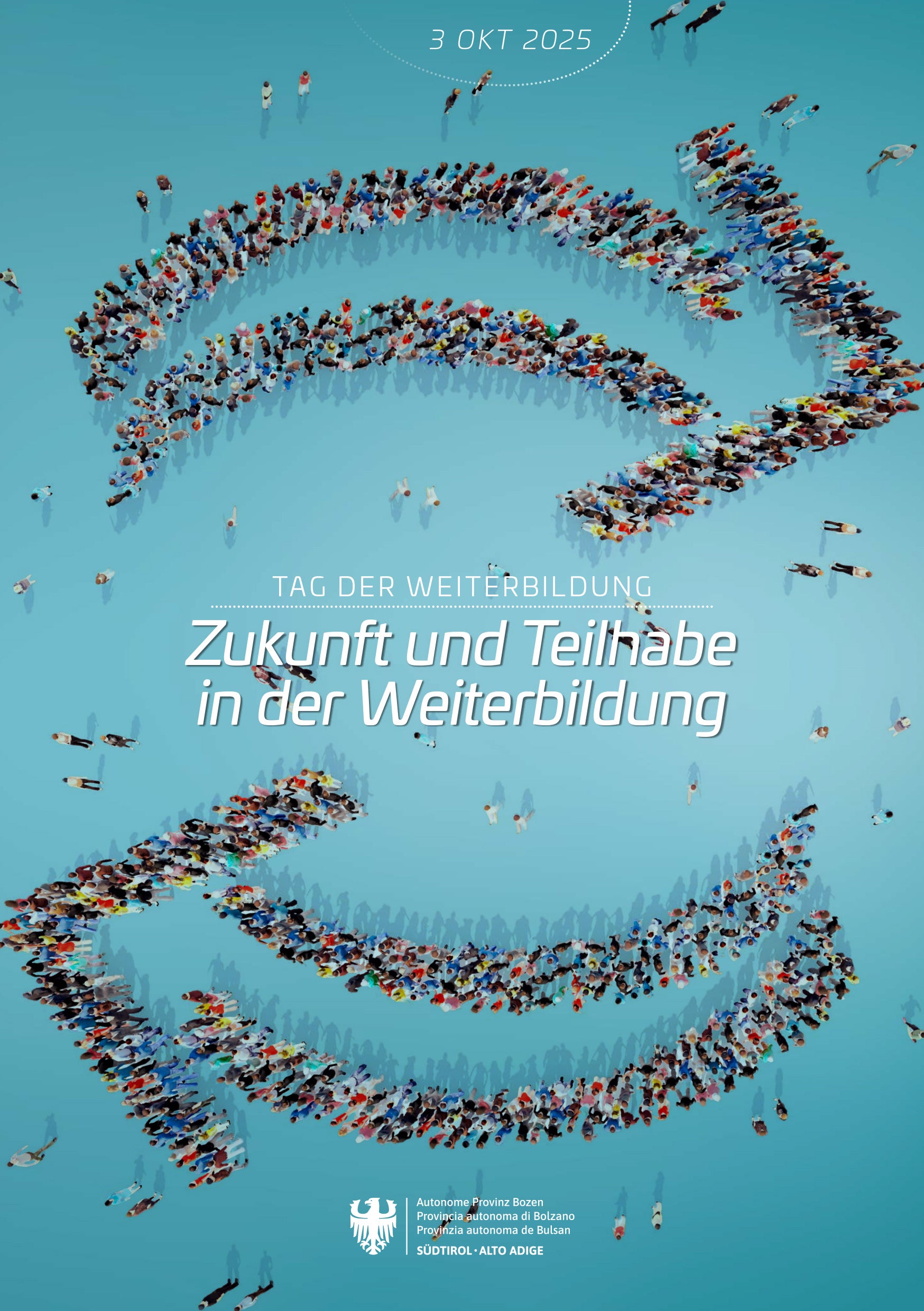 Am 3. Oktober findet der Tag der Weiterbildung zum Thema Zukunft und Teilhabe in der Weiterbildung im Forum Brixen statt. (Grafik: Amt für Weiterbildung und Sprachen)