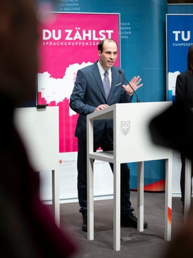 Timon Gärtner, direttore dell'Istituto provinciale di statistica (ASTAT) nel corso della conferenza stampa odierna (Foto: ASP/F. Brucculeri)