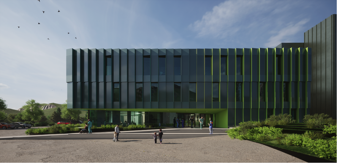 Die Landesregierung passte in ihrer Sitzung vom 17. Dezember auf Vorschlag von Gesundheitslandesrat Hubert Messner das Fünf-Jahres-Investitionsprogramm 2024 bis 2028 des Südtiroler Sanitätsbetriebs Sabes an. Damit werden knapp neun Millionen Euro für bedeutende Bauprojekte im Gesundheitswesen bereitgestellt, unter anderem für den Bau dieses Gemeinschaftskrankenhauses und Gemeinschaftshauses in Bozen (im Bild) mit 40 Intermediärbetten (Kosten 29,2 Millionen Euro), ein Neubau mit zwei Funktionen. (Foto: LPA/Ressort Gesundheitsvorsorge und Gesundheit)