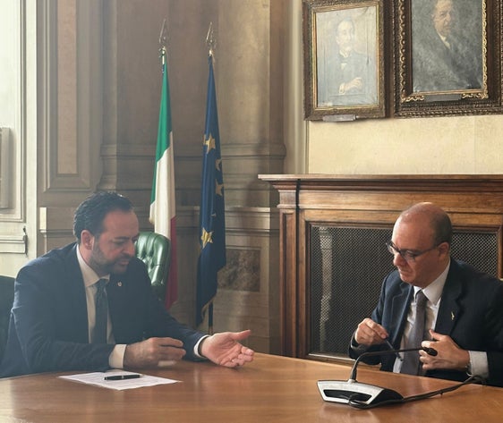 Il colloqui tra l'assessore provinciale all'Istruzione italiana, Marco Galateo, e il ministro dell'Istruzione e del Merito, Giuseppe Valditara (Foto: USP)