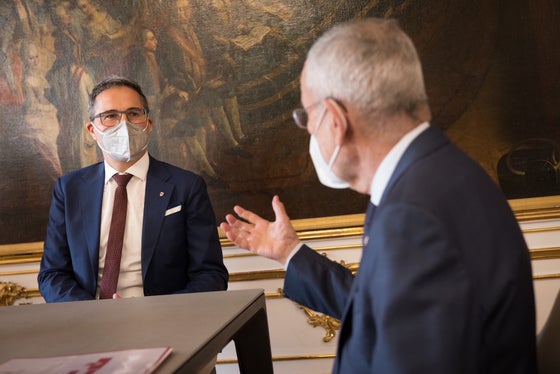 Il Presidente della Repubblica d'Austria Alexander Van der Bellen ha discusso con il Presidente della Provincia di Bolzano Arno Kompatscher dei temi di attualità. (Foto: Peter Lechner)
