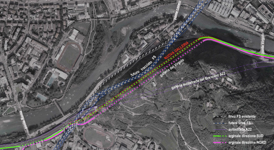 Avviata la progettazione del tunnel del Virgolo per migliorare la viabilità lungo la SS 12: nell'immagine, lo stato futuro della zona del Virgolo a Bolzano. (Foto: USP/Ufficio tecnico strade centro/sud)
