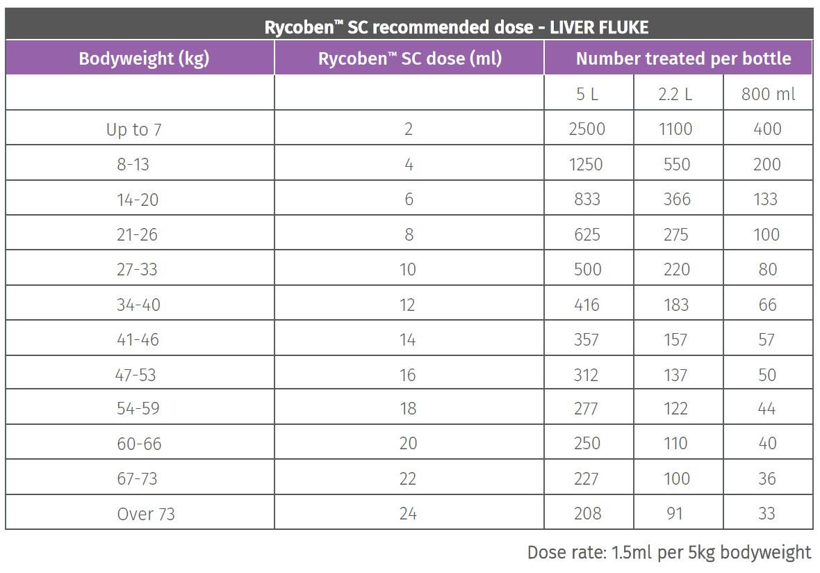 Rycoben fluke dose chart