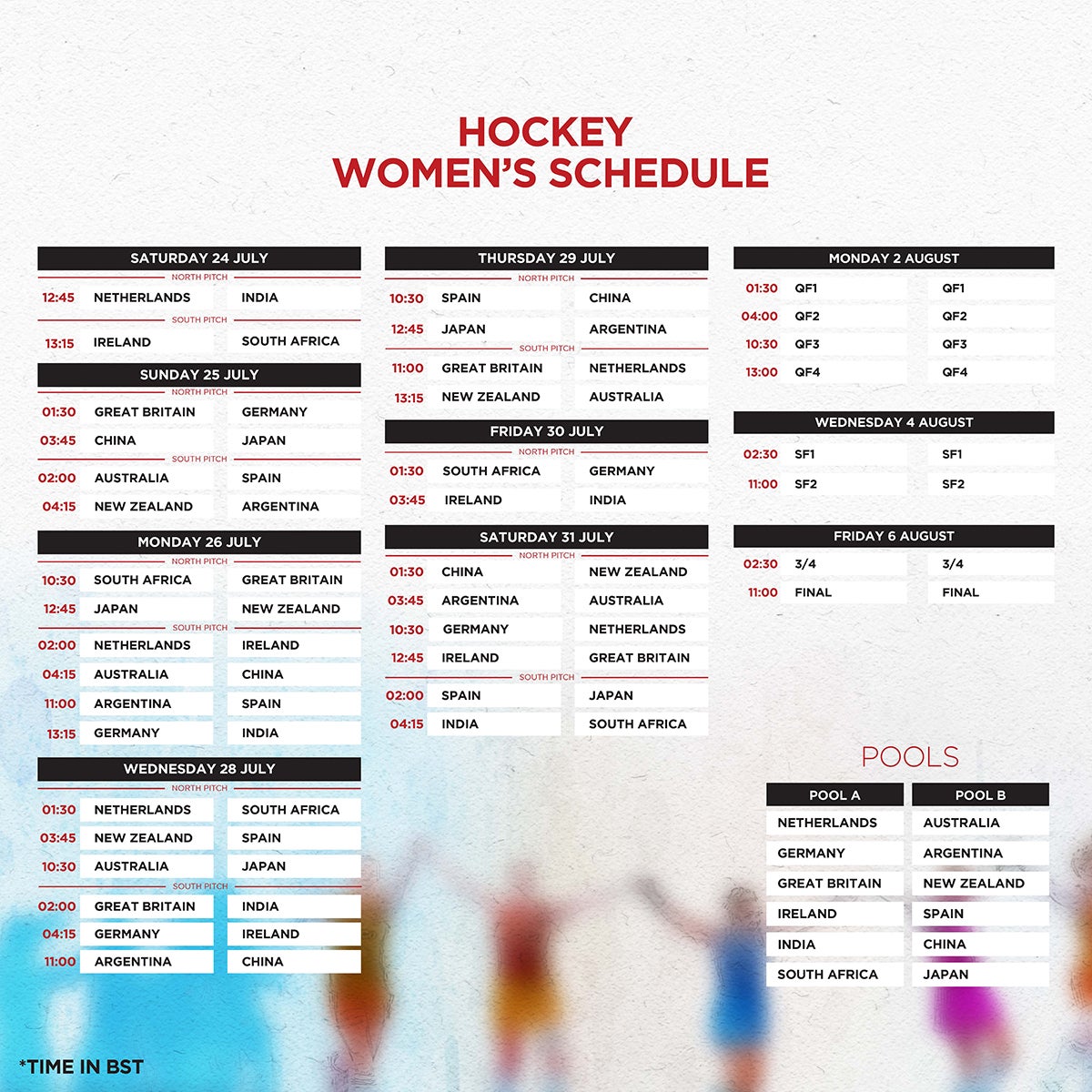 Schedule Great Britain Hockey