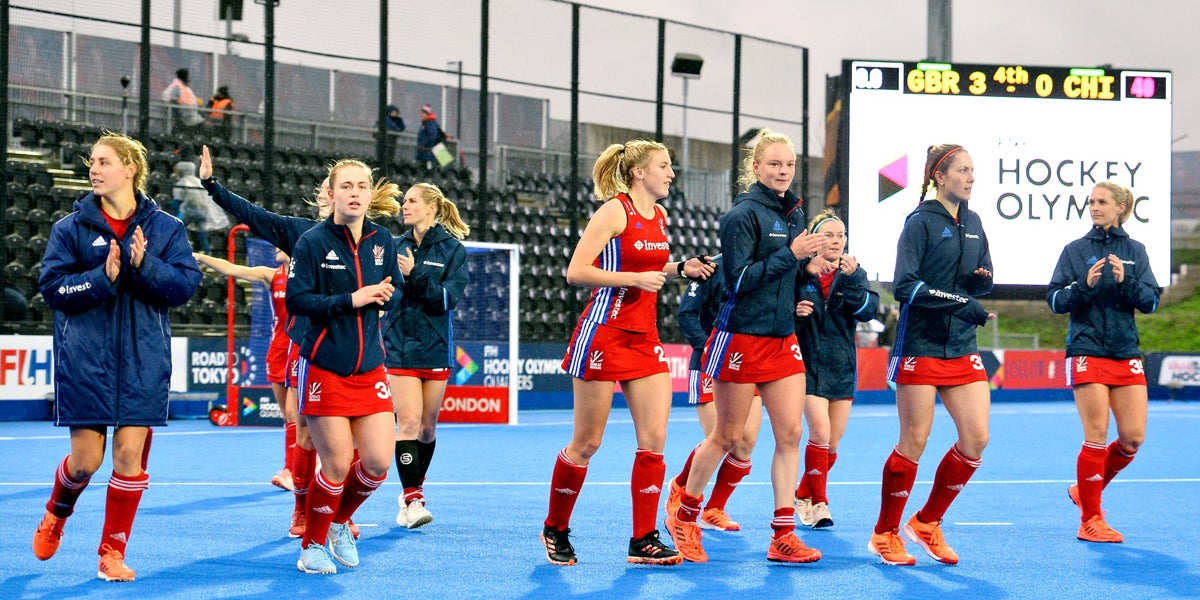 Women's team warm up.