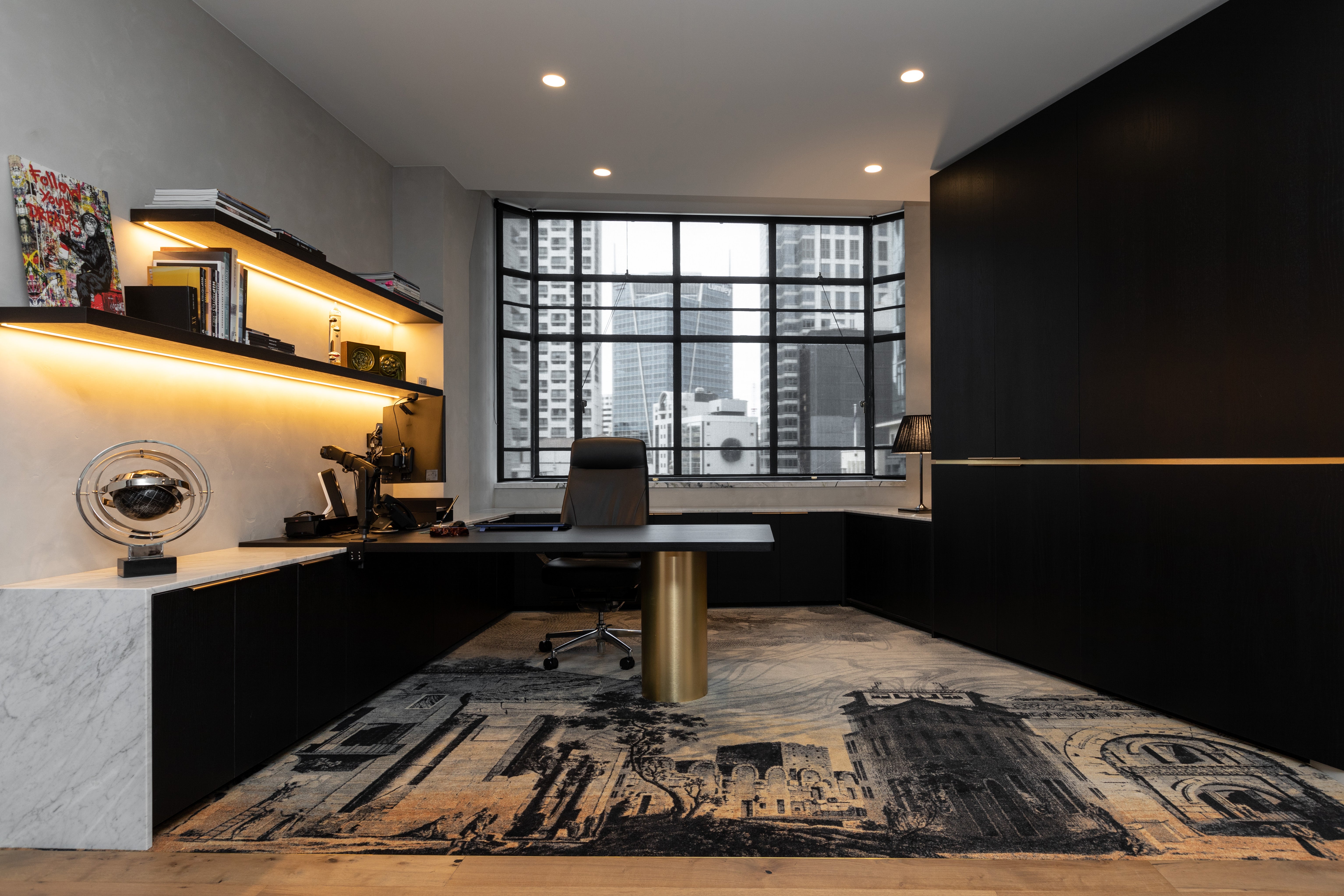 Shinnoki - office - closet - raven oak - prefinished panels - veneer - veneer product