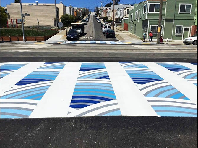 Colorful crosswalk side view