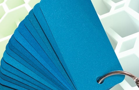 Color swatches against designed background