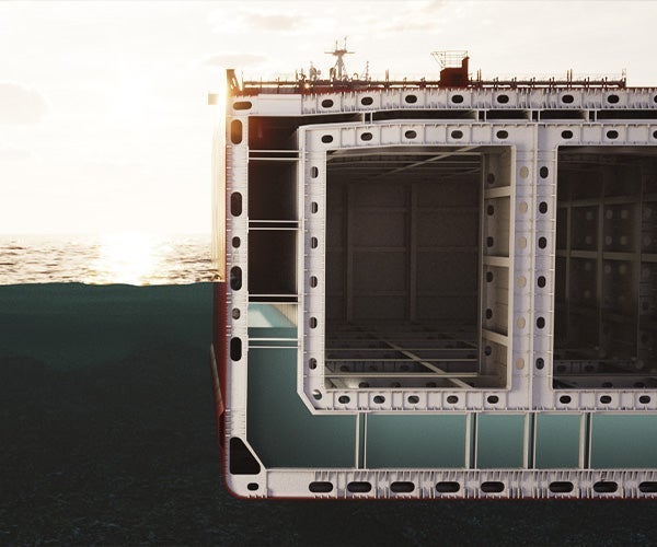 A large container with a few square windows