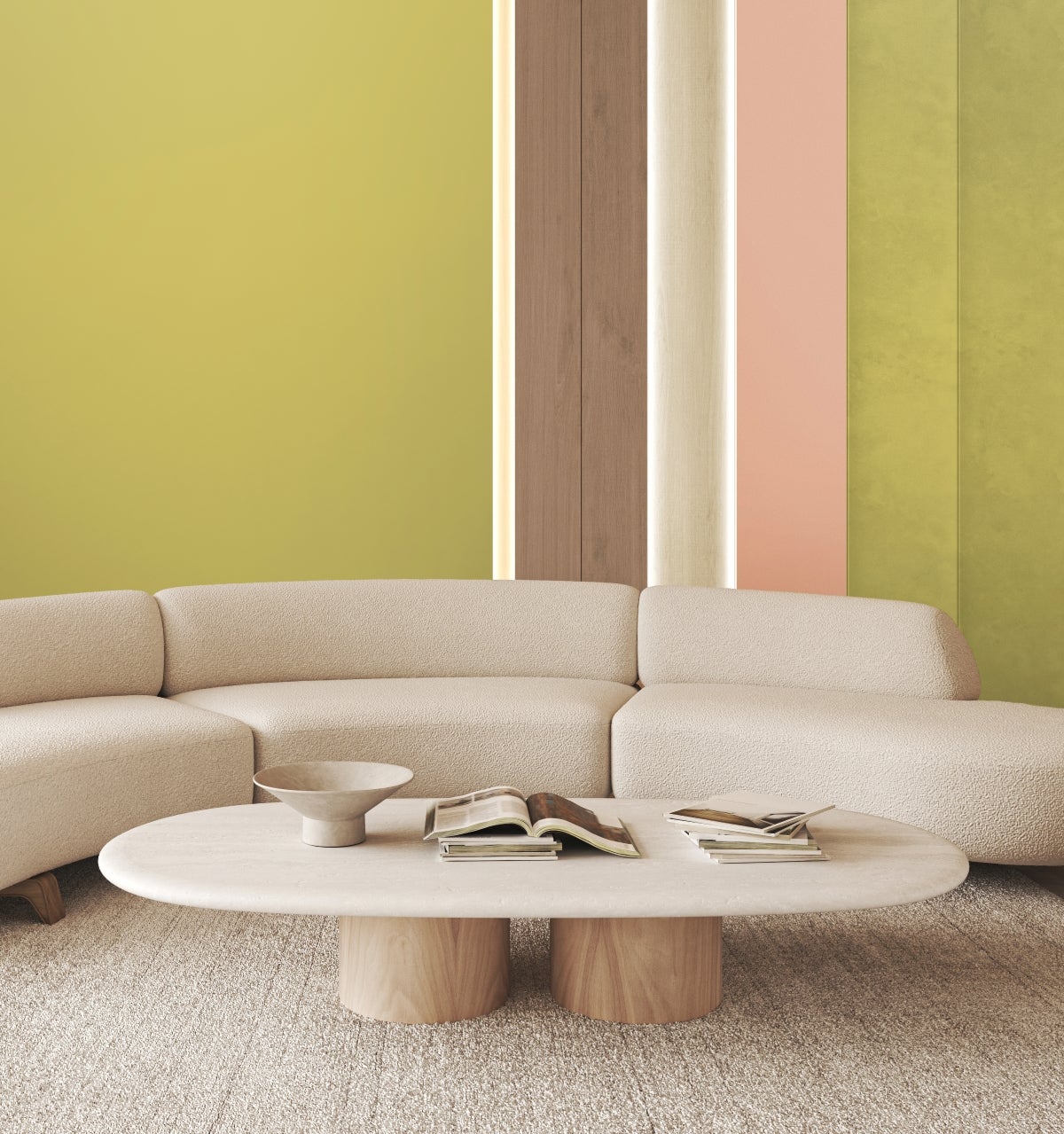 Un divano e un tavolino in una stanza