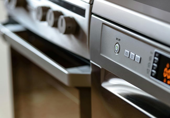 View of grey appliances with digital screens