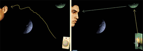 Een man met een luidspreker en een radio