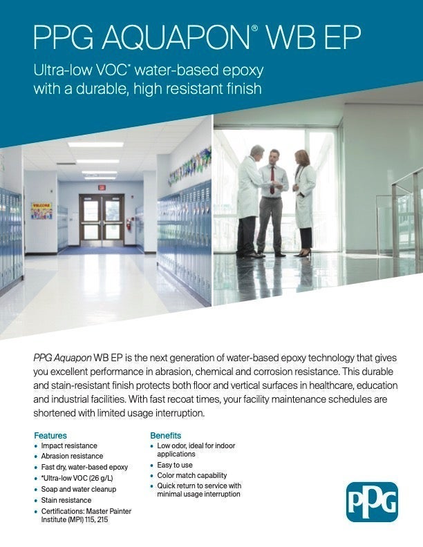 A brochure of a couple of people in a hallway