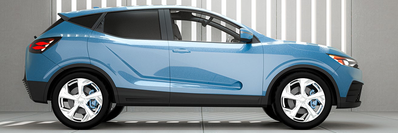 SUV car coated in blue PPG paint