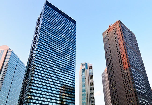 A group of tall buildings