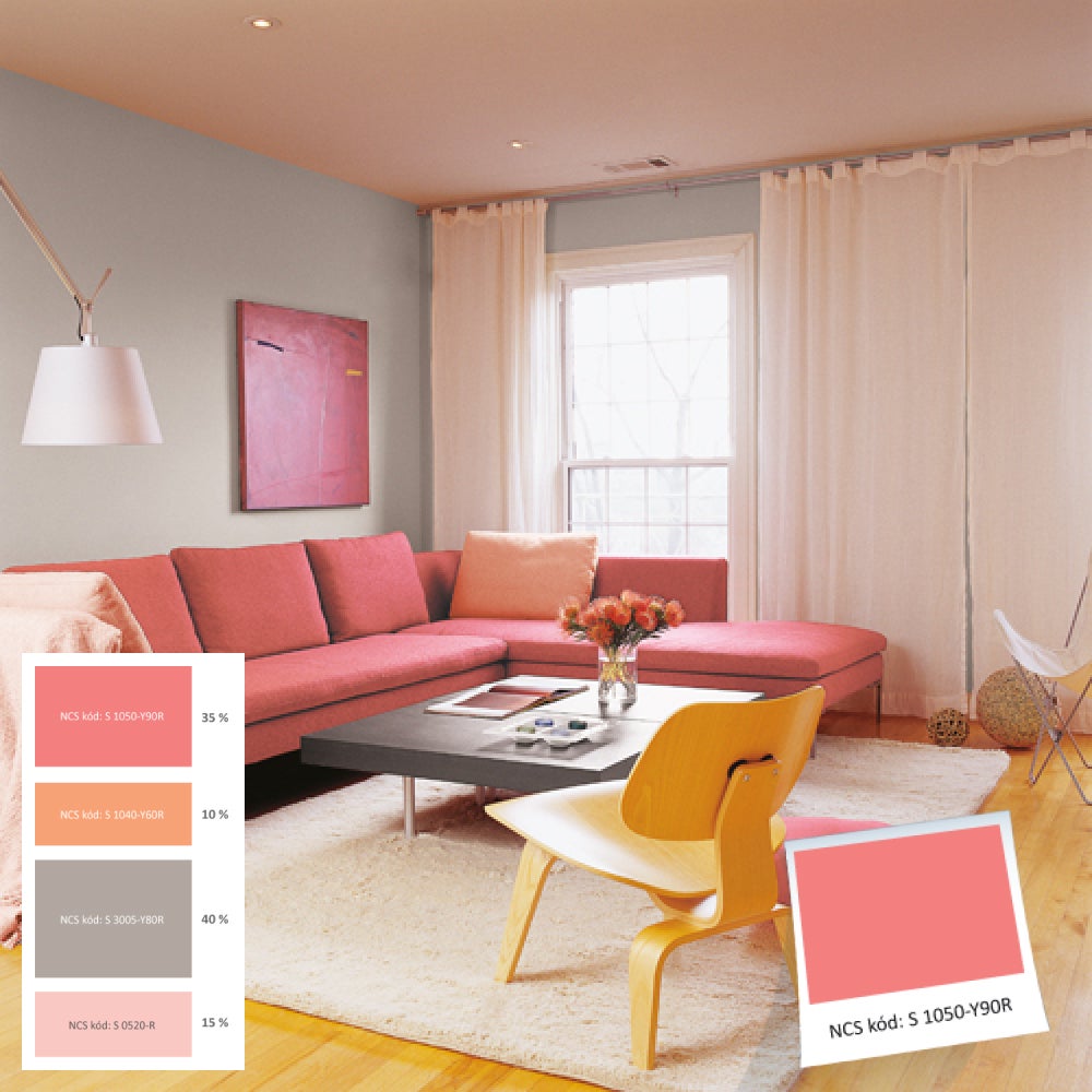 Obývací pokoj s pohovkou a stolem