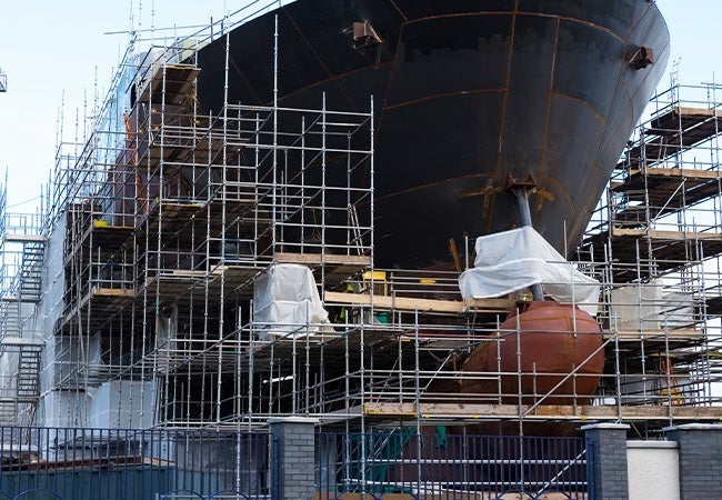 A large ship under construction