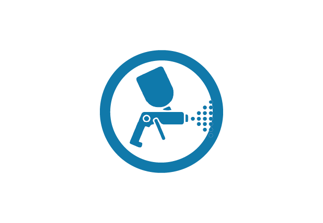 Icon representing spray-on insulation coating for data center temperature stability and moisture prevention