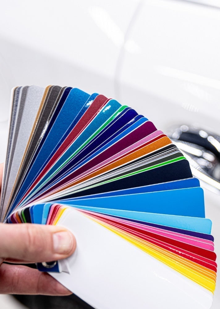 Color swatches in front of vehicle