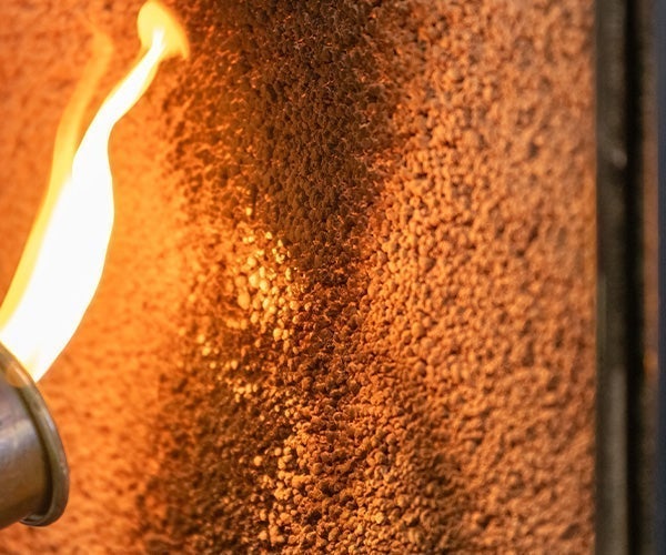 A close up of a flame