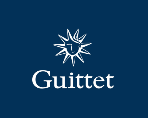 Un logo avec un soleil et du texte